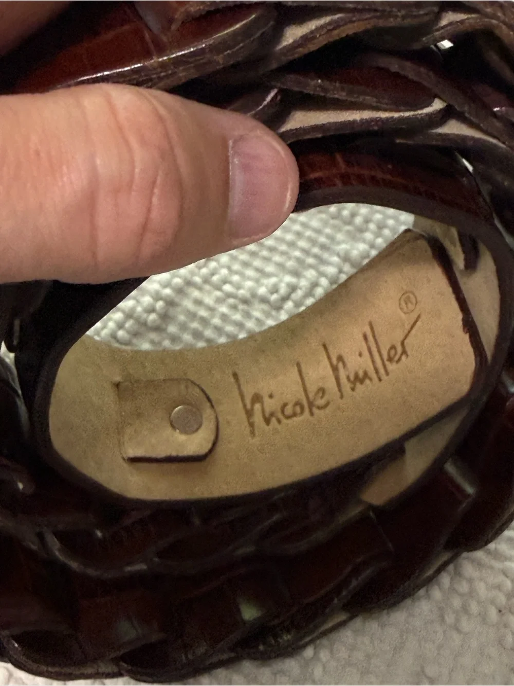 Nicole Miller Braided Brown Leather Belt with Silver Buckle Medium